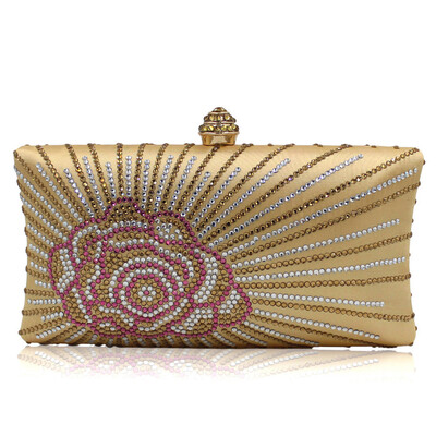 

Milisente Мода женщин мешок сцепления розы цветок леди золотой розовый свадебный кошелек партии муфты