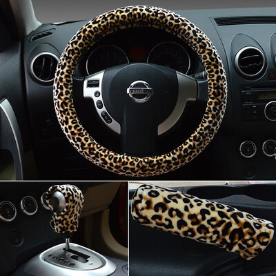 

Универсальные колпаки для рулевого колеса Leopard 38 см + Крышка ручного тормоза + Автоматические крышки для девушек-леди