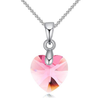 

Heart Pendants Necklaces Crystal from Austrian White Gold Plated Chain Necklace for Women New Female Ladies Gift 25774