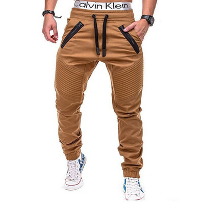 

New Mens Fashion Casual Cotton Pants Male Cotton Sport Pants Solid Colot Drawstring Pants