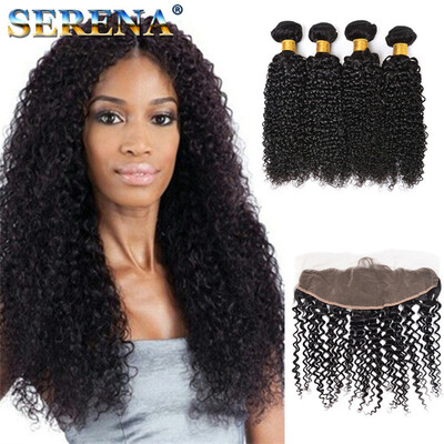 

Curly Lace Frontal With Bundles 8A Peruvian Curly Hair with Frontal Closure Deep Virgin Hair 4 Bundles with Lace Frontal Closure