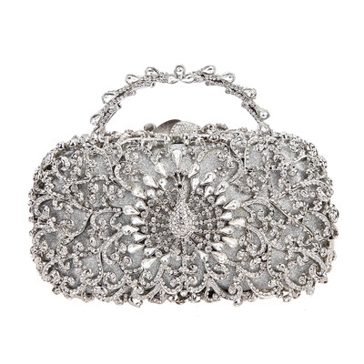 

Fawziya Peacock Metal Handle Clutch Purses For Women Evening Bags