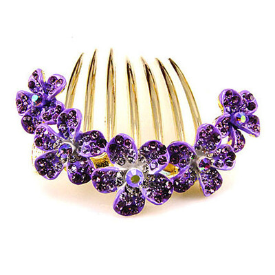 

Hairbrush retro vintage hair inserted combs head flowers metal crystal rhinestones accessories jewelry