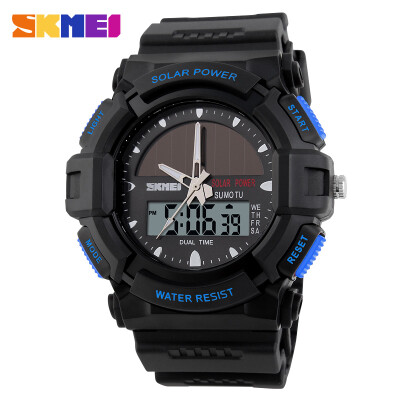 

Mens Solar Powered Dual Time Zones Sporty Wrist Watch