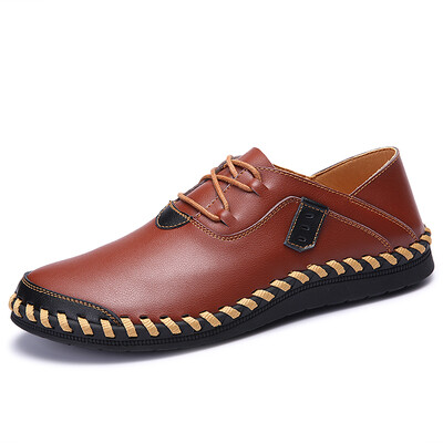 

Mens Stitching Soft Sole Breathable Casual Lace Up Driving Loafers