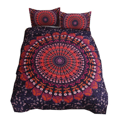 

iDouillet Mandala Peacock Printed Bedding Set 2 pcs Bohemian Reversible Duvet Cover with Zipper&2 Pillowcases Twin Full Queen