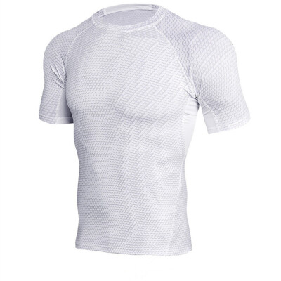 

Summer Mens Fashion Tight Tops Mens Sports Running Short Sleeves Fitness Quick-drying T-Shirts Elastic Training Breathable Sweat