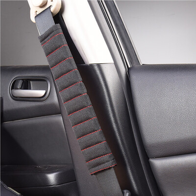 

Flax Car Seat Belt Pad Long Linen Car Seat Belt Shoulder Pad Breathable Black Red Beige Brown Purple Mama Family New Belt Cover
