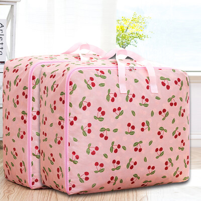 

HomePower Extra large thick Oxford cloth quilt storage bag can be portable washable finishing bag storage box soft storage box 2 Pack 105L Cherry powder