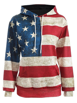 

Unisex Fashion USA American Flag Print Pockets Slim Pullover Hoodie Sweatshirt