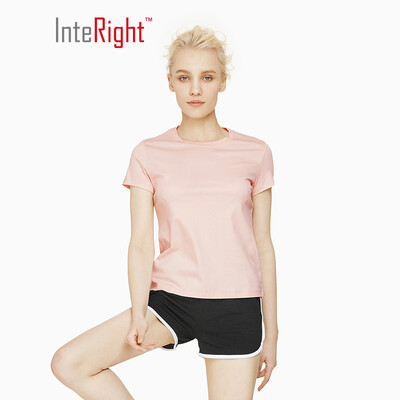 

INTERIGHT Short Sleeve Womens Water Soft Cotton Round Neck Short Sleeve T-Shirt Light Blue