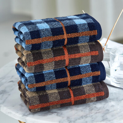 

Jie Li Ya Grace cotton towel classic plaid wash towel 100G strip 72 34cm soft absorbent adult cotton mens wash plaid face towel value family four