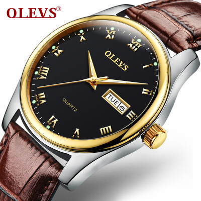 

OLEVS Fashion Brand Ladies Auto Date Watches Коричневая кожа для женского розового золота Кварцевые часы Женские повседневные наручные часы