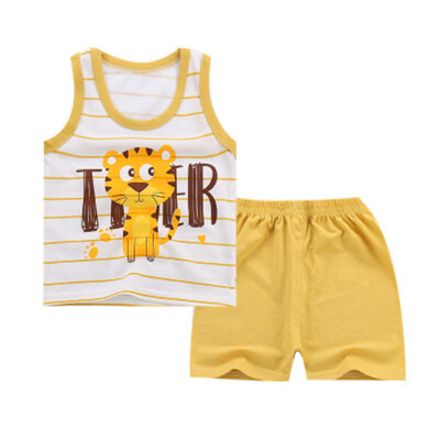 

Summer Baby Clothing Set Cartoon Boys Girls Children Clothes Set Sport Infant Kid Suits Tracksuits Cotton Vest Pants