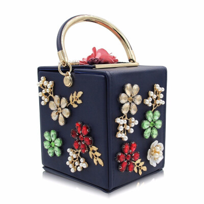 

Milisente Women Evening Bags Ladies Flower Clutch Handbag Female Royal Blue Crystal Clutches Purses