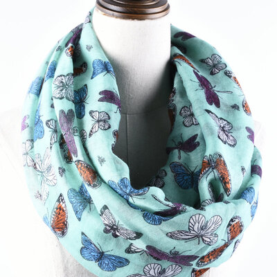 

Guttavalli Nice Women Soft Butterfly Ring Shawl Summer Chevron Printing Animals Loop Scarf Viscose Stripes Geometric Infinity Skin