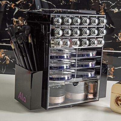 

Aila High Capacity Acrylic 360 Degree Rotatable Lipstick Organizer Cosmetic Makeup Organizer Jewelry Display Stand Rack