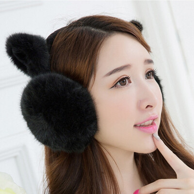 

2018 New Fashion Rabbit Winter Earmuffs For Women Warm Fur Earmuffs Winter Warm Ear Warmers Gifts For Girls Female Free Shipping