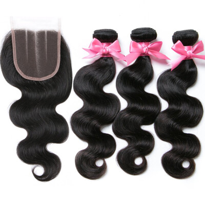 

Nig Cute Hair 8A Grade Malaysian Virgin Hair 3 Bundles With Closure Unprocessed Malaysian Body Wave Human Hair Weave With Closure