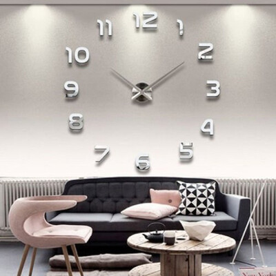 

Modern Frameless DIY Wall Clock Large 3D Wall Watch Non Ticking for Living Room Bedroom Kitchen