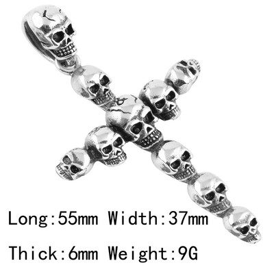 

Hpolw Wholesale Mens Charm Jewelry Stainless Steel Silvery Delicate Polished black skullskeleton Cross Retro Necklace Pendants
