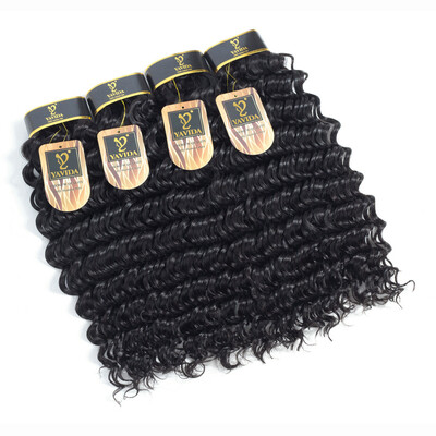

YAVIDA Hair Indian Virgin Hair 4 Bundles Unprocessed Indain Deep Wave Virgin Hair Virgin Indian Hair Extension Human Hair Weave