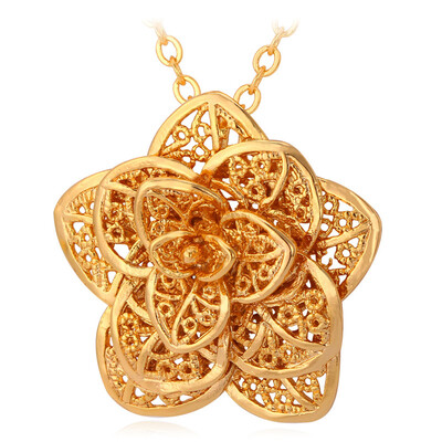 

Flower Jewelry 2015 New Platinum/18K Real Gold Plated Fashion Jewelry Wholesale Plant Delicate Pendant Necklace For Women