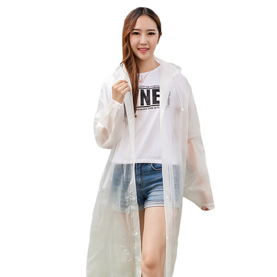 

Top Man Town Outdoor EVA Raincoat Mountaineering Hiking Adult Translucent Fashion Raincoat Thicken Non-Disposable Raincoat Men&Women Long Cap with Frosted White