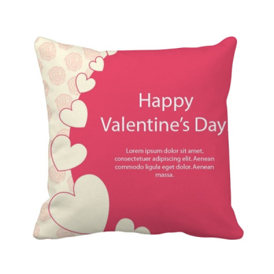 

Pink White Happy Valentines Day Square Throw Pillow Insert Cushion Cover Home Sofa Decor Gift