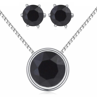 

Austrian Crystal Round Pendant Necklace Stud Earrings Set For Women Jewelry Set MotherS Gift