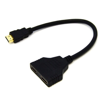 

Huayuan 30cm Hdmi Male to 2 Hdmi Female 1 in 2 Out Splitter Cable Adapter