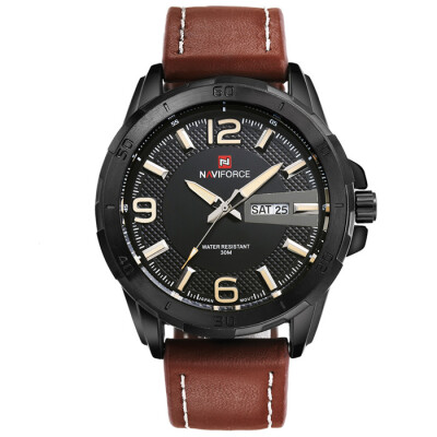 

NAVIFORCE 9055 Fashion Men's Watches Quartz 30m Waterproof Leather Masculino Sports Wristwatch