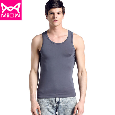 

Cat Man MiiOW vest mens vest summer sports comfortable jacket half sleeve Slim sleeveless shirt T-shirt thin section four color optional iron gray L