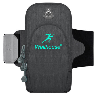 

WELLHOUSE detachable mobile phone arm bag running arm with 6 inches men&women sports fitness riding arm bag gray A
