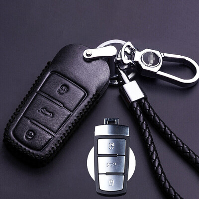 

Huashi public key package leather key bag buckle set car accessories B section folding three keys black black line