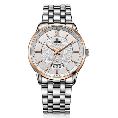 

According to wave (EBOHR) watch the city classic series of white fashion solid steel belt mechanical male watch 50340118