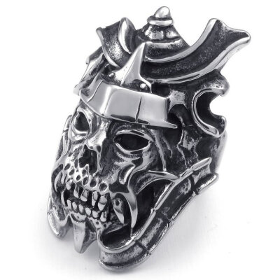 

Hpolw Mens Stainless Steel Ring Large Gothic Skull Black Silver