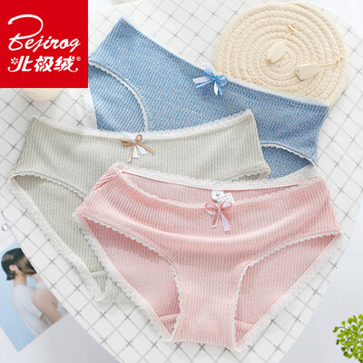 

Арктические бархатные трикотажные кружевные трусики нижнего белья Comfort Cotton Thread Women's Briefs 3 Pack M Code