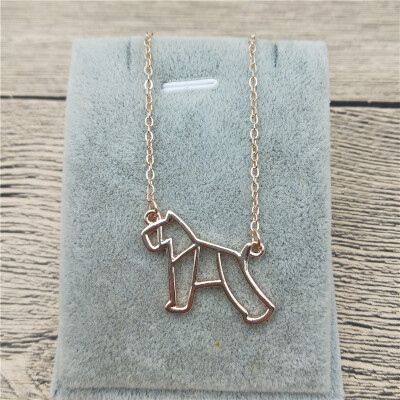 

New Origami Miniature Schnauzer Necklace Schnauzer Charm Female Male Gift Necklace Fashion Women Jewellery Geometric Jewellery