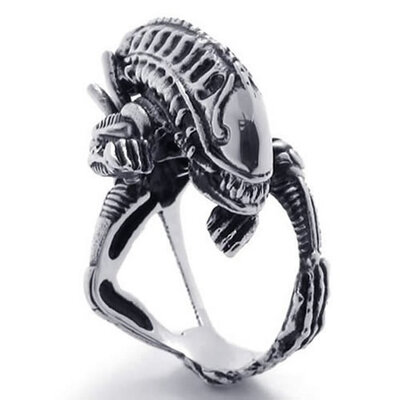 

Hpolw silver&black Stainless Steel animals mens Ring Skull Animal Dragon Punk Heavy Metal Charms geometric shapes Mens Ring