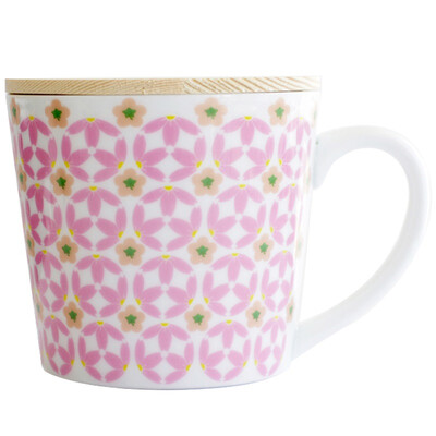 

250ml white porcelain heart garden series cherry cup a cup of a cover