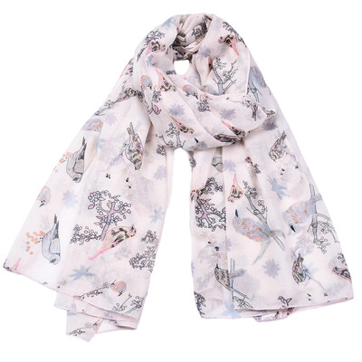 

Jeouly animals scarves women bird cachecol marcas ladies voile scarf sunscreen shawls blue hijab wraps Echarpes Foulard Femme