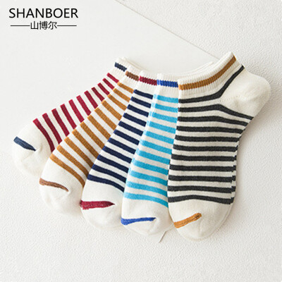 

5pairslot Spring summer men cotton ankle Socks for mens business casual striped colors short socks male sock slippers 2018