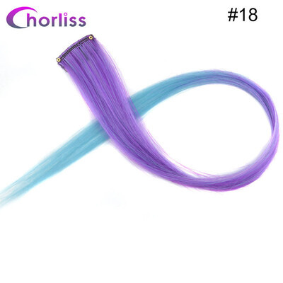 

Chorliss Clip In One Piece Hairpieces Ombre Synthetic Clip on Hair Extensions Colored Long Straight Fake Hair for Women Children