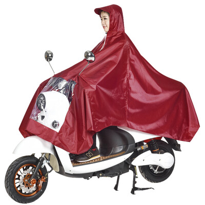 

Red leaf umbrella thickened single raincoat electric car poncho motorcycle big hat men&women adult riding battery car rainco