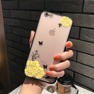 

3D рельеф градиент роза цветы матовая Пластик Силиконовая крышка для Apple IPhone 5 5s se телефона чехол ясно для iphone 6 6s 7 8