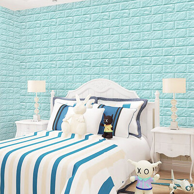 

Green wallpaper wall stickers TV background wall 2 pieces self-adhesive thickening living room bedroom childrens room decoration stickers 6877cm light powder
