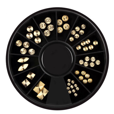 

1 Wheel Round Swirl Gold Metal Rivets 3D Nail Art Decorations Studs Rhinestones Creative Spiral Grain Pattern Nails Accessoires