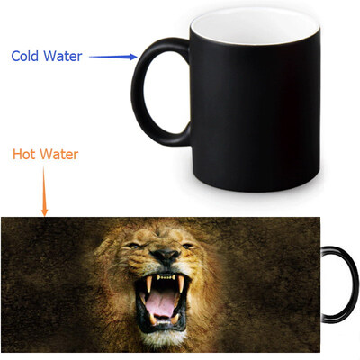 

Lion 350ml12oz Heat Reveal Mug Color Change Coffee Cup Sensitive Morphing Mugs Magic Mug Milk Tea Cups