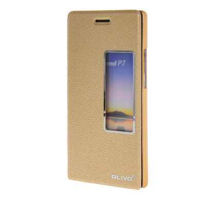 

MOONCASE Huawei Ascend P7 чехол для View Slim Leather Flip Pouch Bracket Back Cover Gold